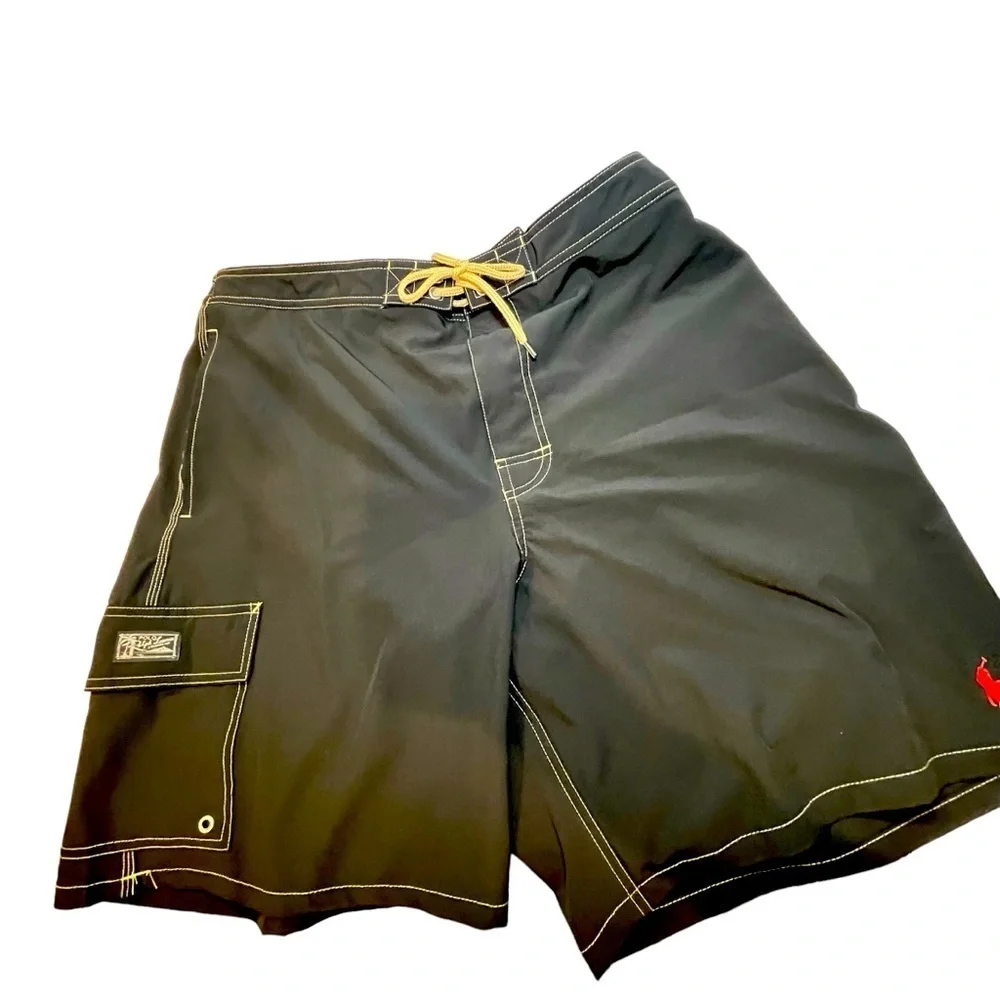 Polo Ralph Lauren Men’s XXL Swim Trunks Logo On Front Plus Size Black & Red